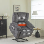 Oversized Velvet Power Lift Recliner Chair with Massage, Heating & Side Pockets