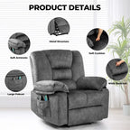 Oversized Velvet Power Lift Recliner Chair with Massage, Heating & Side Pockets