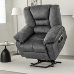 Oversized Velvet Power Lift Recliner Chair with Massage, Heating & Side Pockets