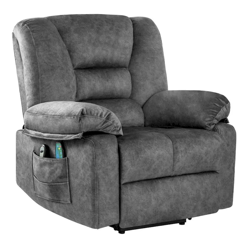 Oversized Velvet Power Lift Recliner Chair with Massage, Heating & Side Pockets