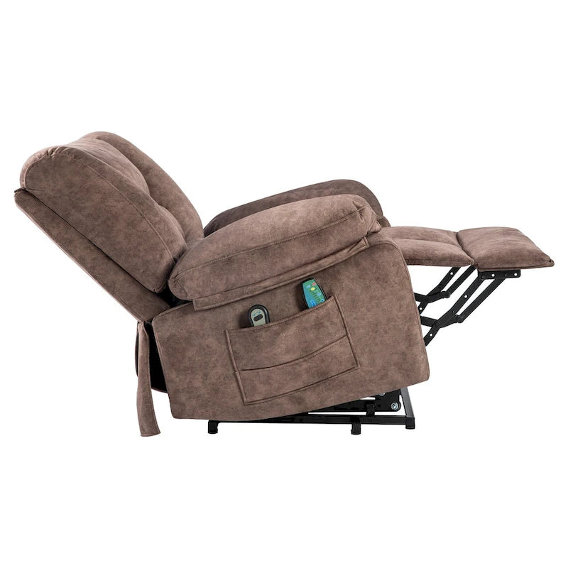 Oversized Velvet Power Lift Recliner Chair with Massage, Heating & Side Pockets