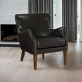Deep Brown High Leg Slope Arm Chair with Wingback Design