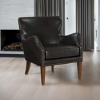 Deep Brown High Leg Slope Arm Chair with Wingback Design