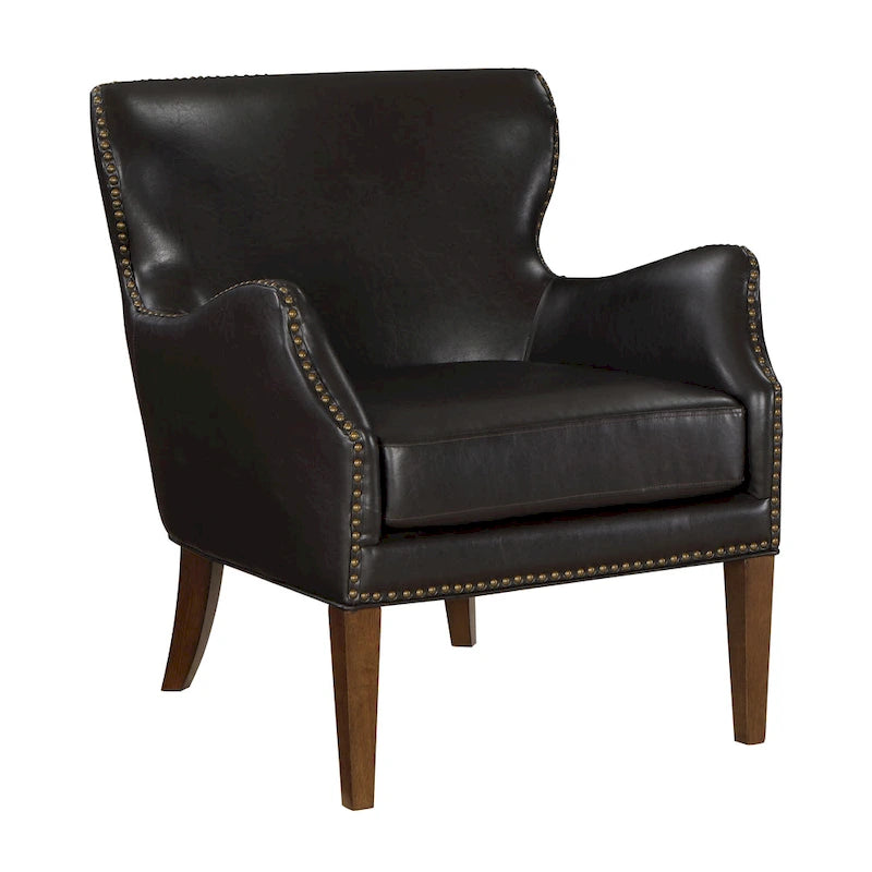 Deep Brown High Leg Slope Arm Chair with Wingback Design