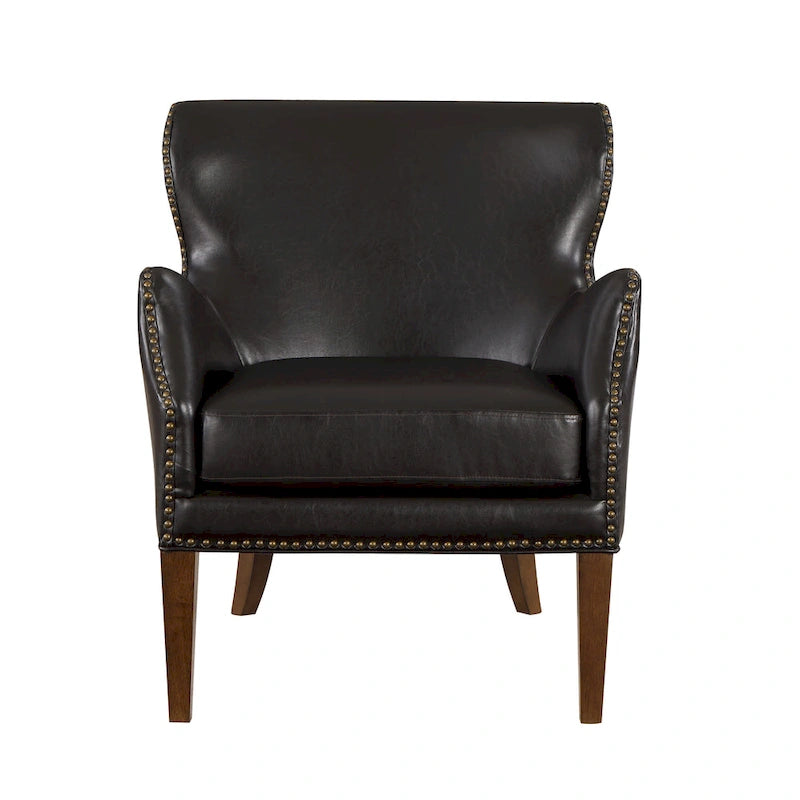 Deep Brown High Leg Slope Arm Chair with Wingback Design