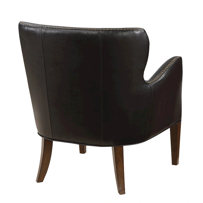 Deep Brown High Leg Slope Arm Chair with Wingback Design