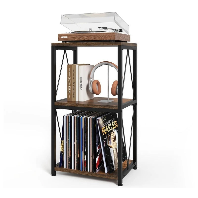 3-Tier Record Player Stand with Vinyl Record Storage