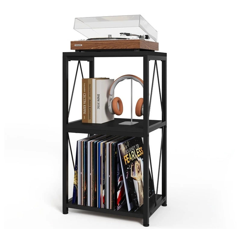 3-Tier Record Player Stand with Vinyl Record Storage