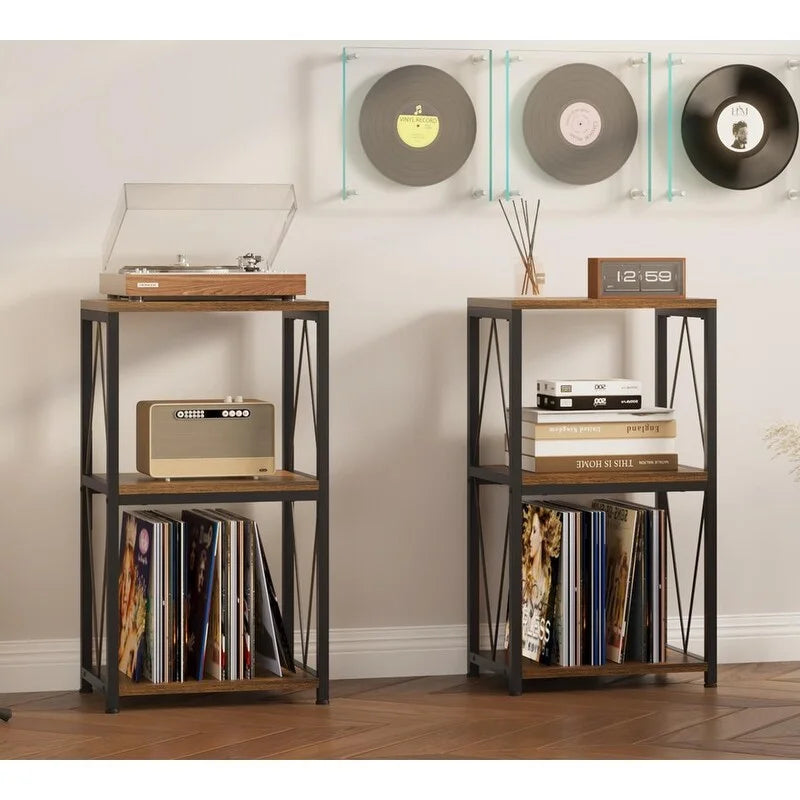 3-Tier Record Player Stand with Vinyl Record Storage