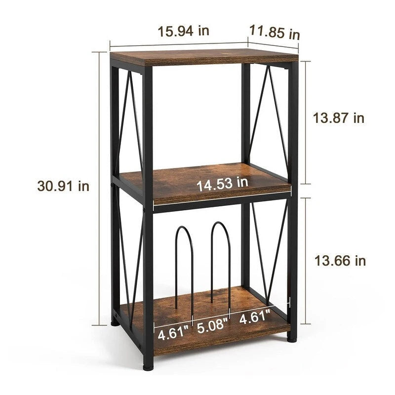 3-Tier Record Player Stand with Vinyl Record Storage