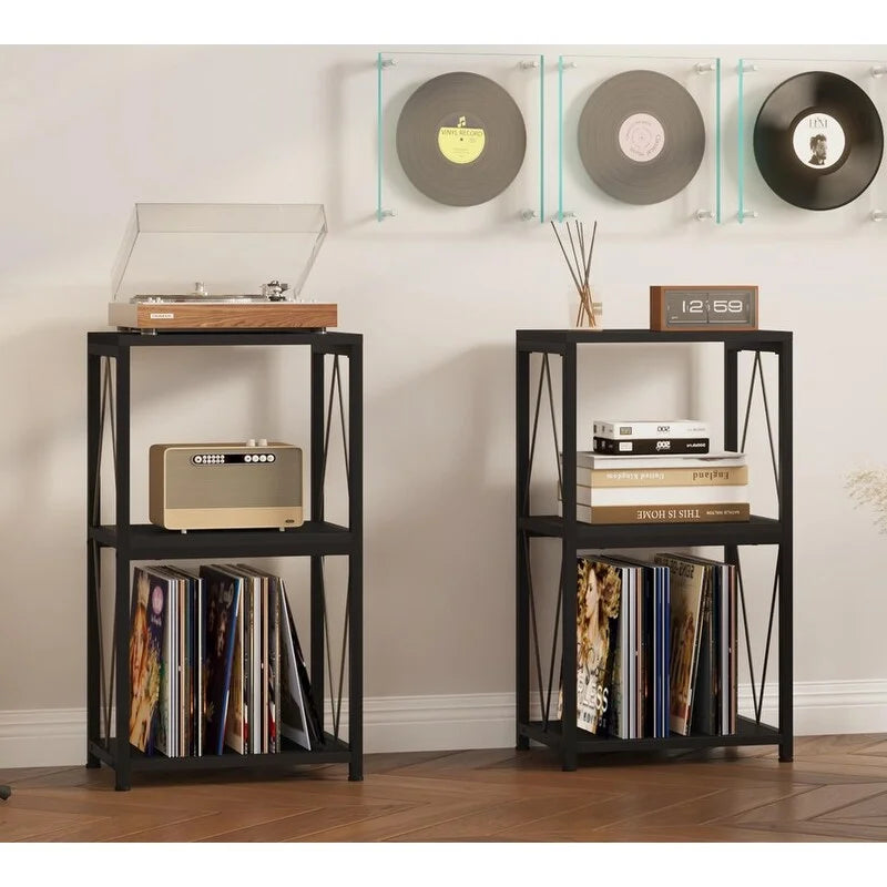 3-Tier Record Player Stand with Vinyl Record Storage
