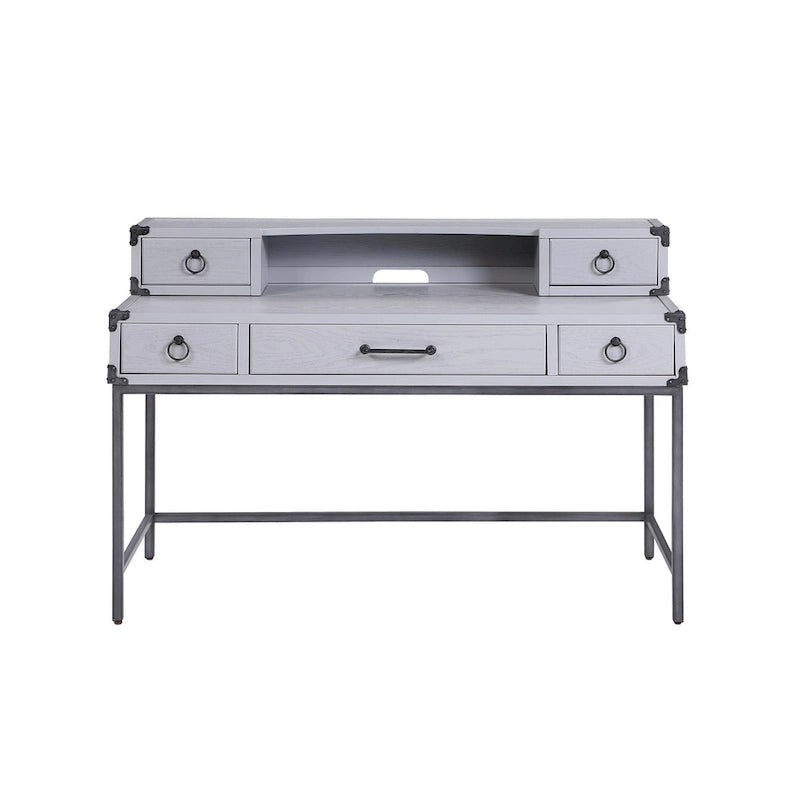 54-Inch Writing Desk with 5 Drawers, Gray