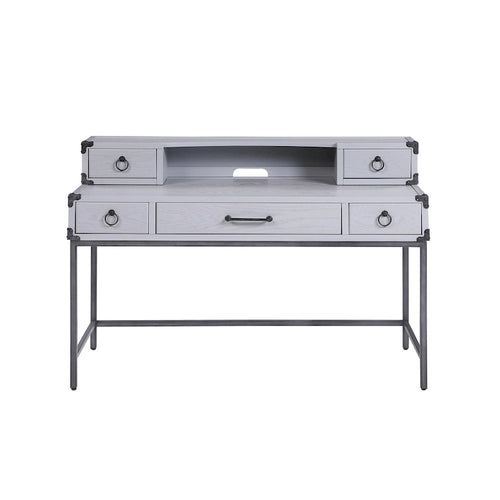 54-Inch Writing Desk with 5 Drawers, Gray