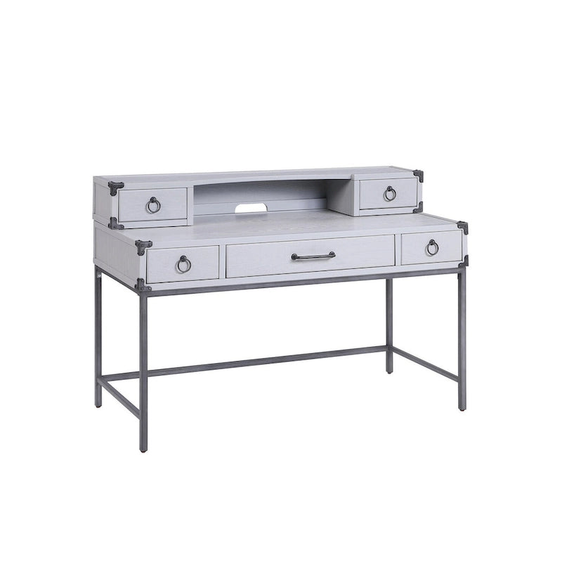 54-Inch Writing Desk with 5 Drawers, Gray