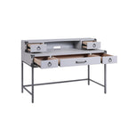 54-Inch Writing Desk with 5 Drawers, Gray