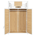 Twin Size Loft Bed with L-Shaped Desk and Wardrobe