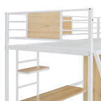 Twin Size Loft Bed with L-Shaped Desk and Wardrobe