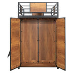 Twin Size Loft Bed with L-Shaped Desk and Wardrobe