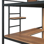 Twin Size Loft Bed with L-Shaped Desk and Wardrobe