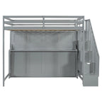 Convertible Wall Bed with Hydraulic Lift, Fold-Away Desk, and Storage Staircase