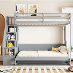 Convertible Wall Bed with Hydraulic Lift, Fold-Away Desk, and Storage Staircase