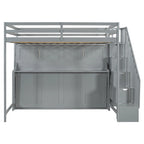 Convertible Wall Bed with Hydraulic Lift, Fold-Away Desk, and Storage Staircase