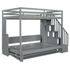 Convertible Wall Bed with Hydraulic Lift, Fold-Away Desk, and Storage Staircase