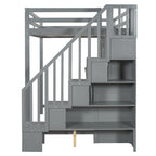 Convertible Wall Bed with Hydraulic Lift, Fold-Away Desk, and Storage Staircase