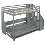 Convertible Wall Bed with Hydraulic Lift, Fold-Away Desk, and Storage Staircase