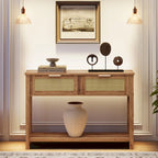 Console Table with Rattan and 2 Drawers
