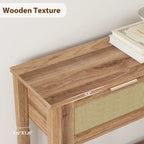 Console Table with Rattan and 2 Drawers