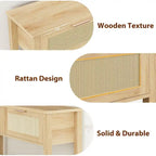 Console Table with Rattan and 2 Drawers