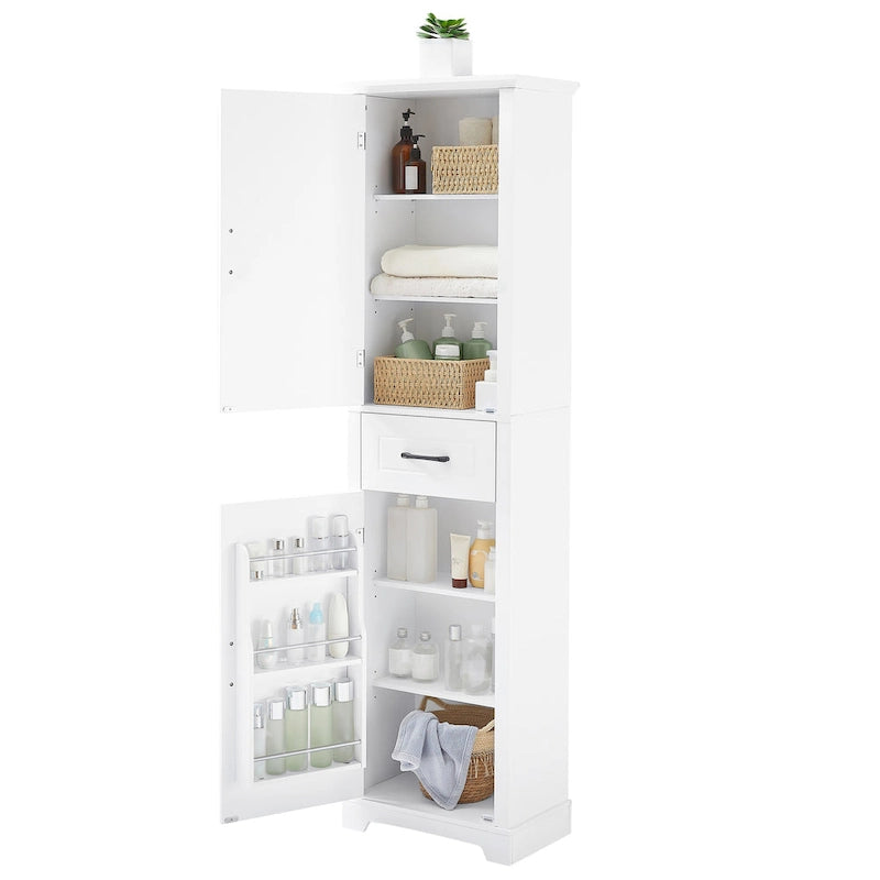 Tall Bathroom Storage Cabinet with Two Doors, Drawer and Adjustable Shelves