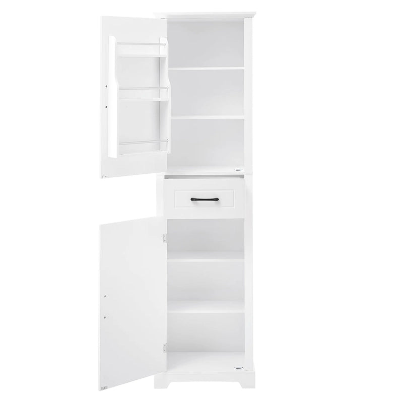 Tall Bathroom Storage Cabinet with Two Doors, Drawer and Adjustable Shelves
