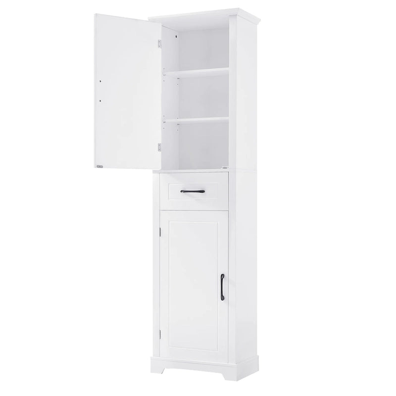 Tall Bathroom Storage Cabinet with Two Doors, Drawer and Adjustable Shelves