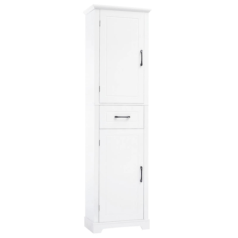 Tall Bathroom Storage Cabinet with Two Doors, Drawer and Adjustable Shelves