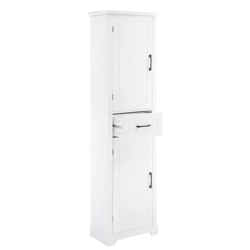 Tall Bathroom Storage Cabinet with Two Doors, Drawer and Adjustable Shelves