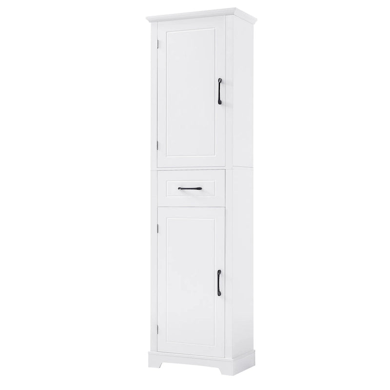 Tall Bathroom Storage Cabinet with Two Doors, Drawer and Adjustable Shelves