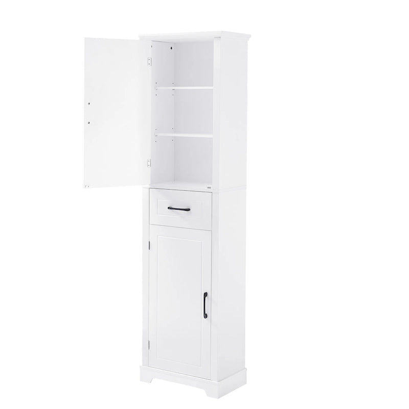 Tall Bathroom Storage Cabinet with Two Doors, Drawer and Adjustable Shelves