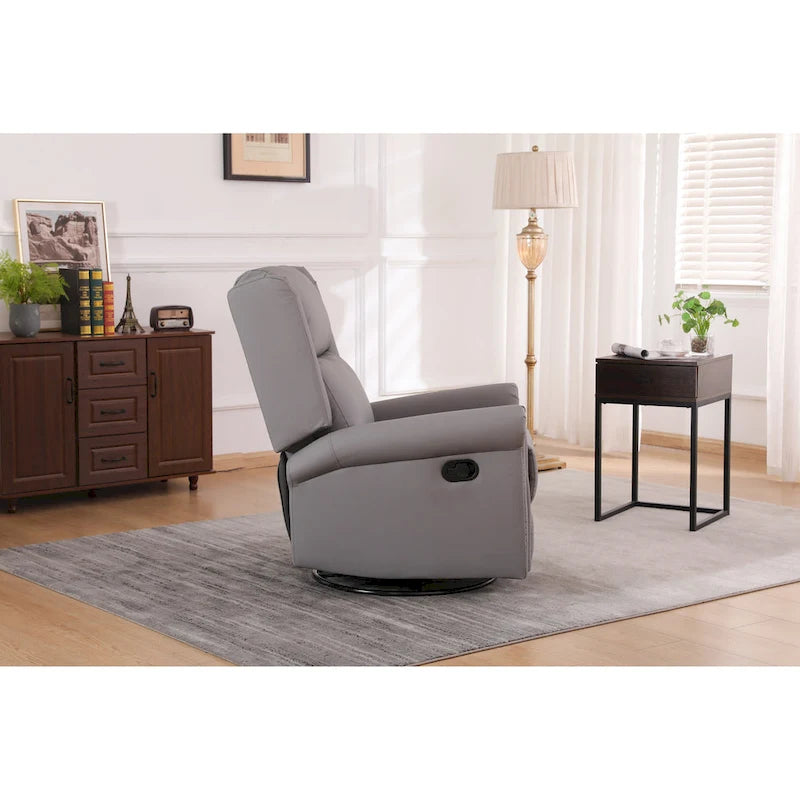 Manual Recliner Chair with Swivel Base and Footrest