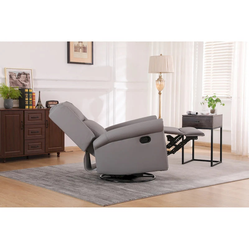 Manual Recliner Chair with Swivel Base and Footrest