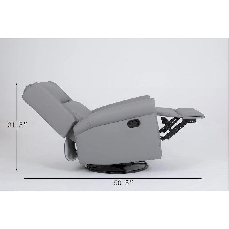 Manual Recliner Chair with Swivel Base and Footrest