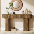 63-Inch Console Table with Wood-Grain Finish, Brown