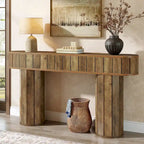 63-Inch Console Table with Wood-Grain Finish, Brown