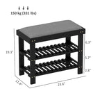 Bamboo Entryway Bench with Shoe Storage and Cushion