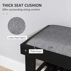 Bamboo Entryway Bench with Shoe Storage and Cushion