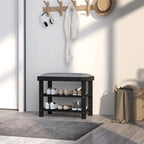 Bamboo Entryway Bench with Shoe Storage and Cushion