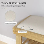 Bamboo Entryway Bench with Shoe Storage and Cushion