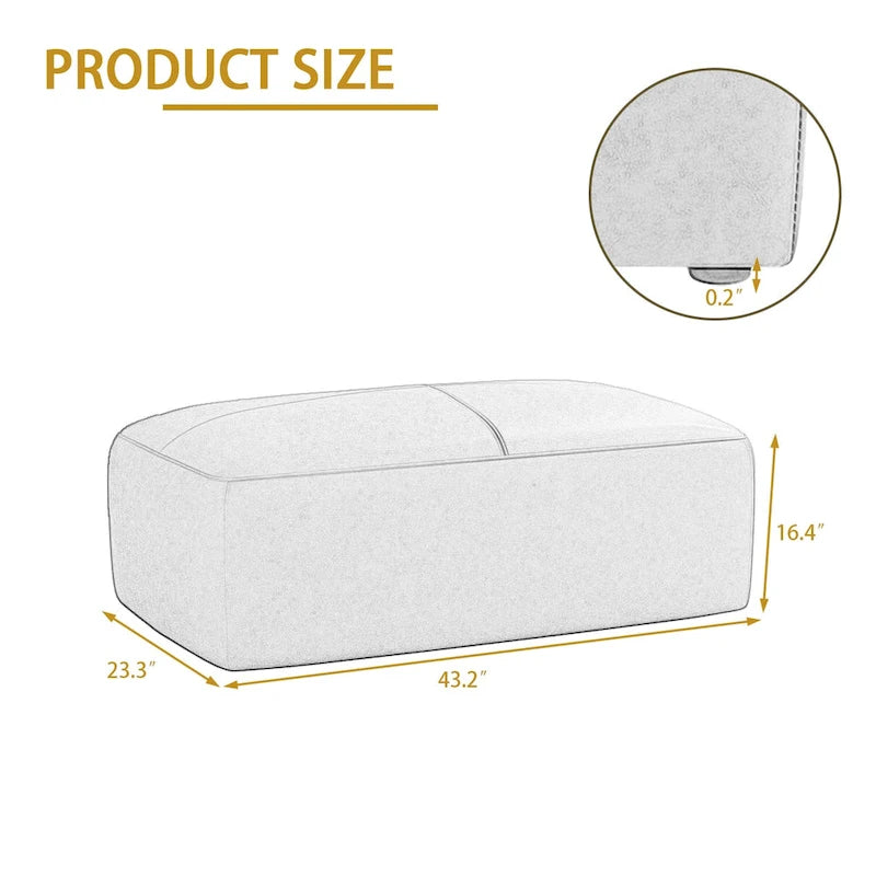 Ottoman, 43" Upholstered Bench for Living Room and Bedroom