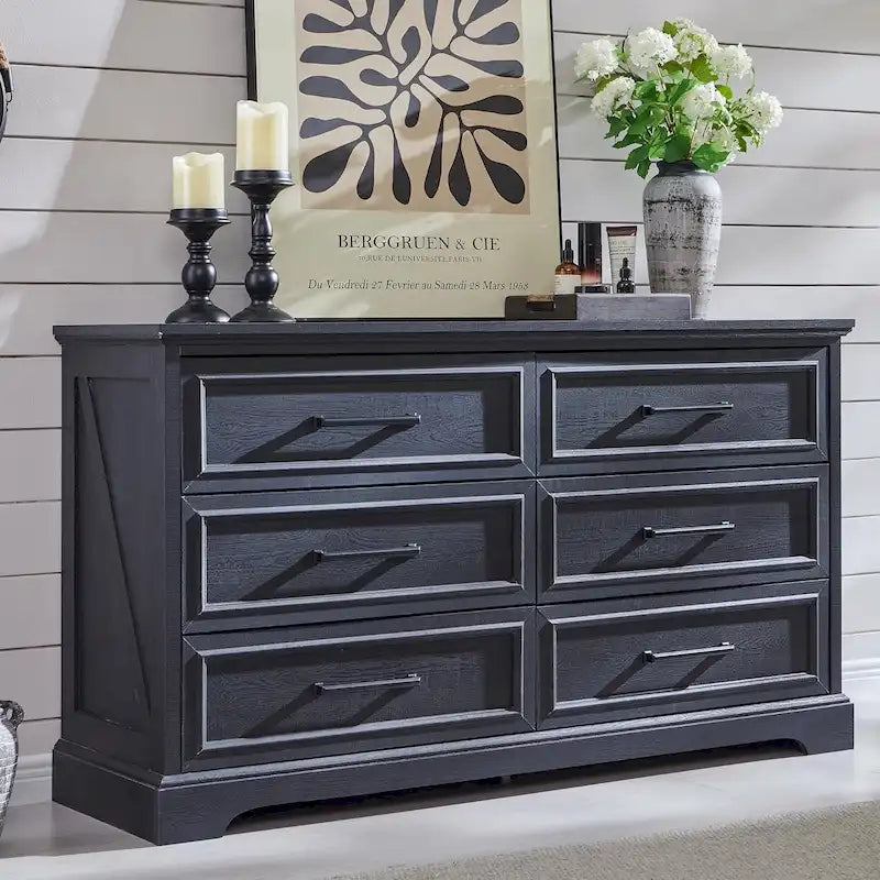 6-Drawer Dresser with Wood Grain Finish